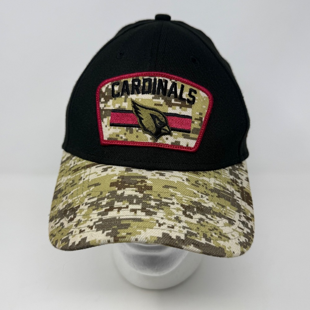 Arizona Cardinals New Era 39THIRTY Salute to Service Camo Hat Mens M/L Black